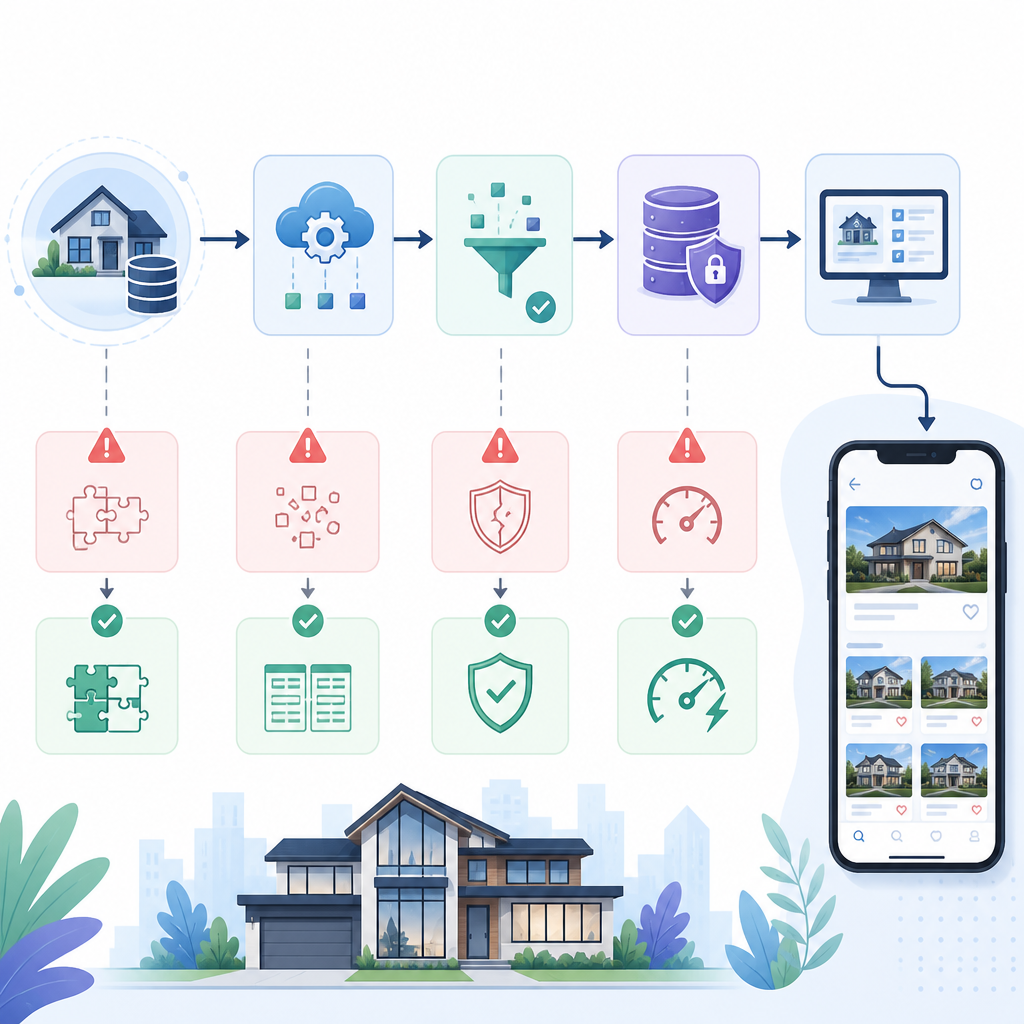 A flowchart illustrating the steps involved in integrating MLS listings into a real estate application.